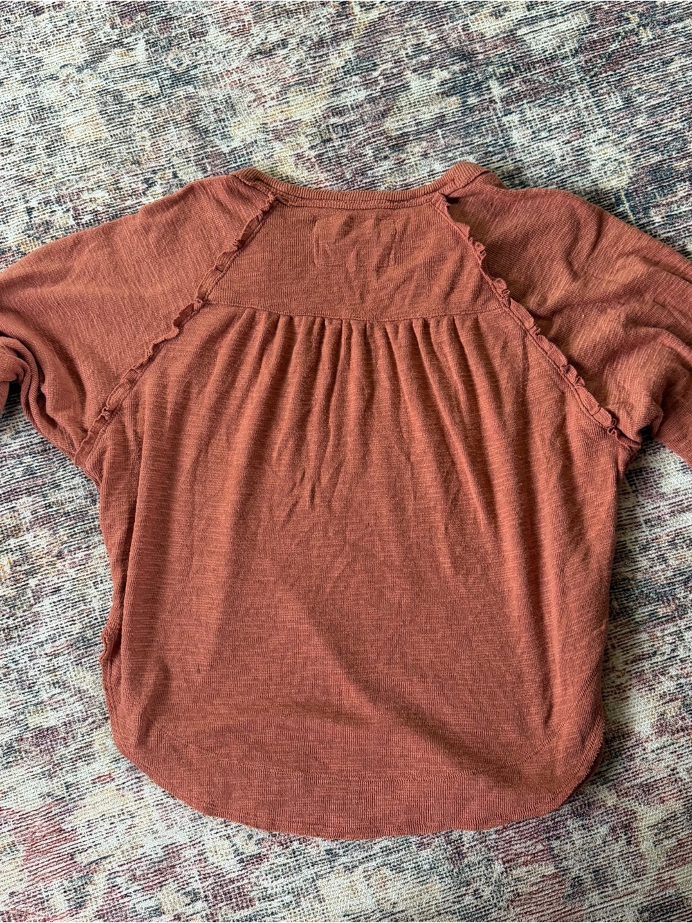 Pilcro Rust Ruffle Raglan Pullover - Picture 5 of 5